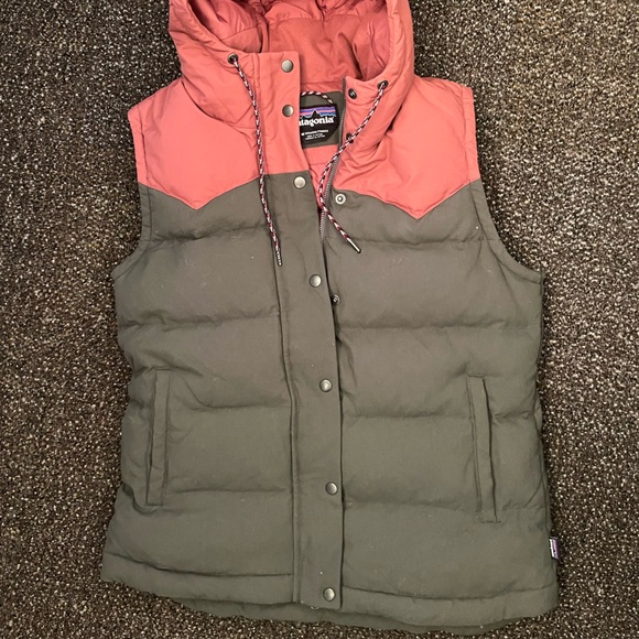 Patagonia vest pink grey Hooded Jacket down puffer hiking